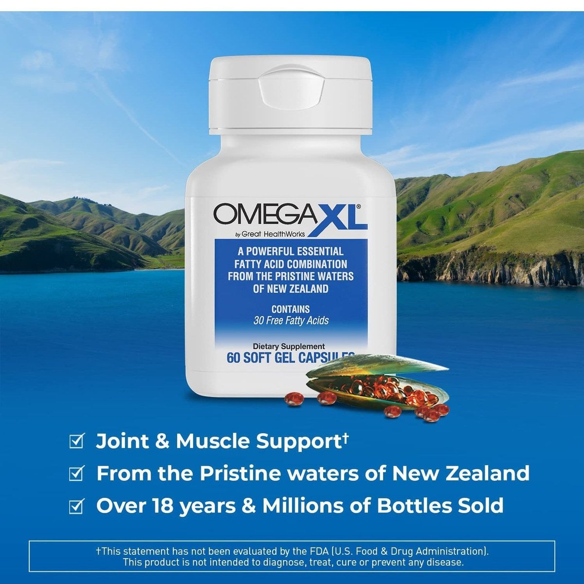 OmegaXL 120 Softgels (60 x 2 Pack) & VitaminXL D3 High Potency Daily Vitamin D 5000 IU 125mcg(30 Softgels)