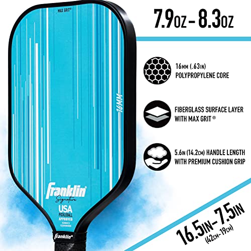 Franklin Sports Pro Pickleball Paddles - Signature Series Pro Pickleball Paddle with MaxGrit Surface - USA Pickleball (USAPA) Approved Tournament Pickleball Paddles - 13mm + 16mm Polypropylene Cores