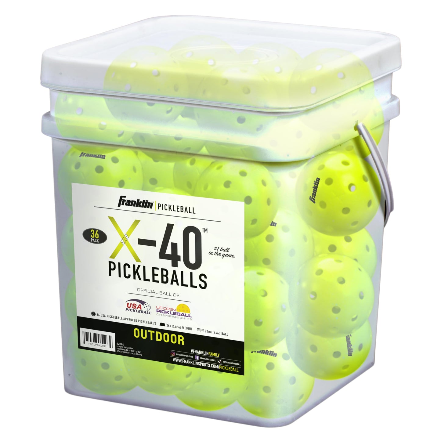 Franklin Sports Outdoor Pickleballs - X-40 Pickleball Balls - USA Pickleball (USAPA) Approved - Official US Open Ball