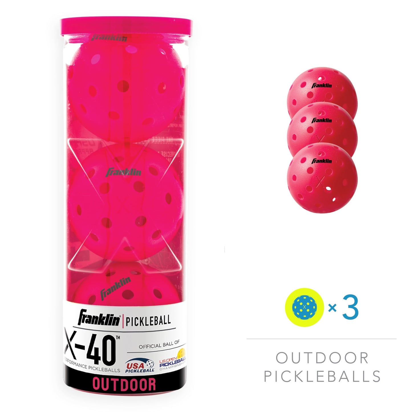 Franklin Sports Outdoor Pickleballs - X-40 Pickleball Balls - USA Pickleball (USAPA) Approved - Official US Open Ball