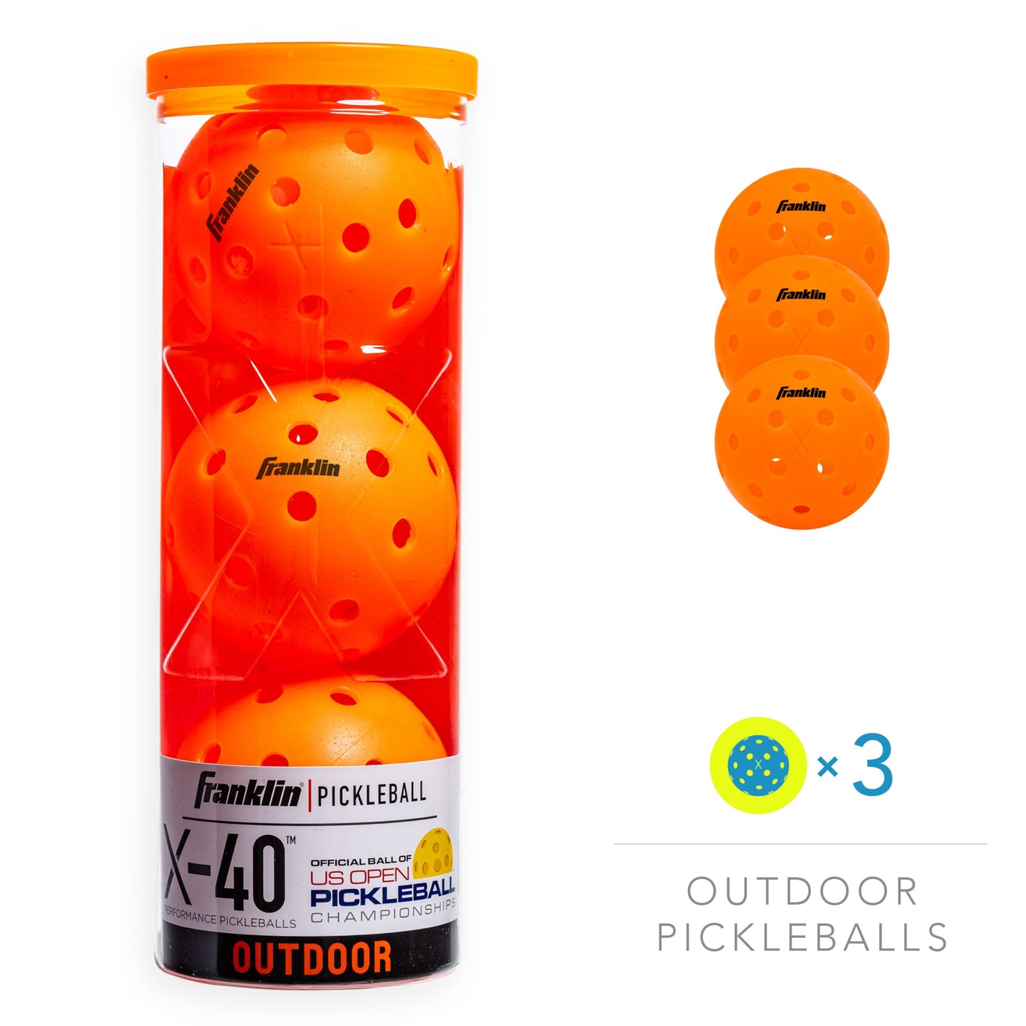 Franklin Sports Outdoor Pickleballs - X-40 Pickleball Balls - USA Pickleball (USAPA) Approved - Official US Open Ball