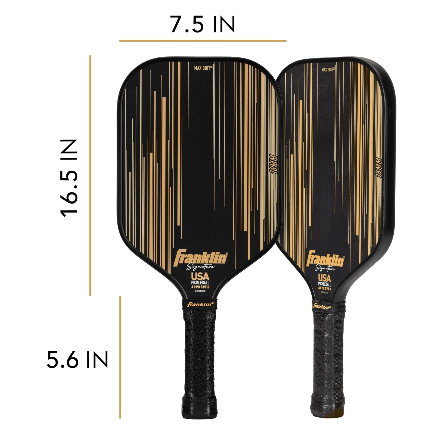 Franklin Sports Pro Pickleball Paddles - Signature Series Pro Pickleball Paddle with MaxGrit Surface - USA Pickleball (USAPA) Approved Tournament Pickleball Paddles - 13mm + 16mm Polypropylene Cores