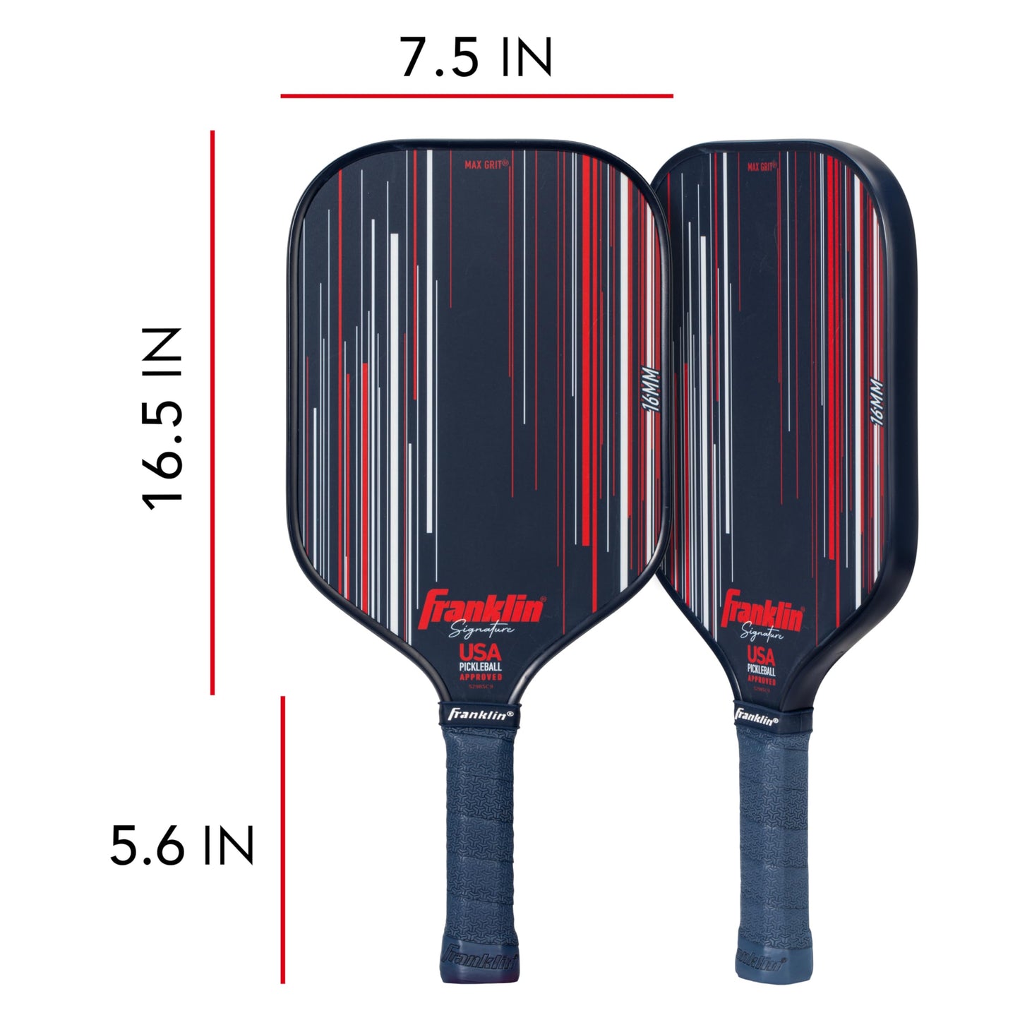 Franklin Sports Pro Pickleball Paddles - Signature Series Pro Pickleball Paddle with MaxGrit Surface - USA Pickleball (USAPA) Approved Tournament Pickleball Paddles - 13mm + 16mm Polypropylene Cores