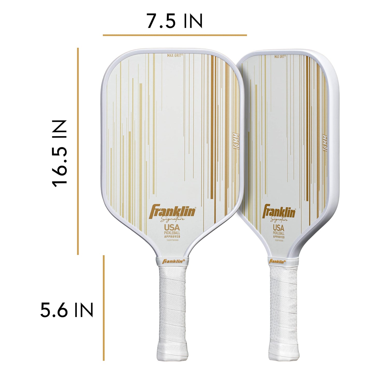 Franklin Sports Pro Pickleball Paddles - Signature Series Pro Pickleball Paddle with MaxGrit Surface - USA Pickleball (USAPA) Approved Tournament Pickleball Paddles - 13mm + 16mm Polypropylene Cores