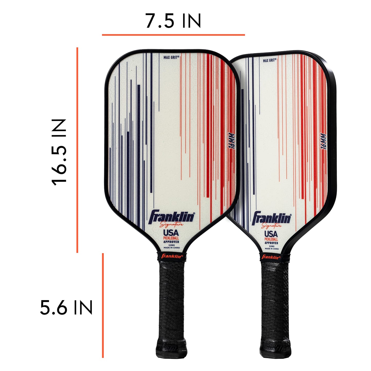 Franklin Sports Pro Pickleball Paddles - Signature Series Pro Pickleball Paddle with MaxGrit Surface - USA Pickleball (USAPA) Approved Tournament Pickleball Paddles - 13mm + 16mm Polypropylene Cores