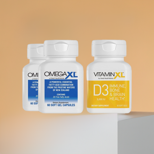 OmegaXL 120 Softgels (60 x 2 Pack) & VitaminXL D3 High Potency Daily Vitamin D 5000 IU 125mcg(30 Softgels)